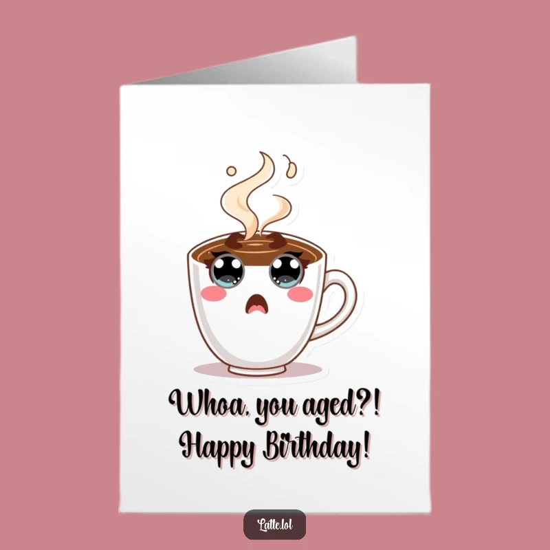 Free Printable Funny Birthday Card: Surprised Coffee Cup, Hilarious Surprise Downloadable Gift