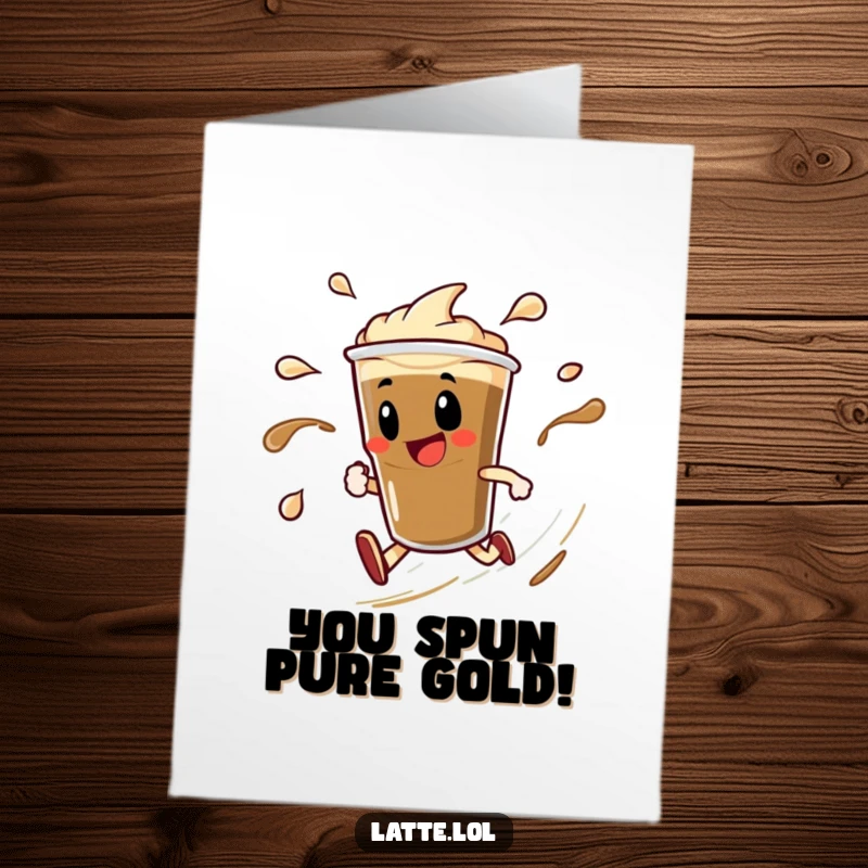 Free Printable Congratulations Card: Espresso Shot Character Spinning Fast with Liquid Trails.