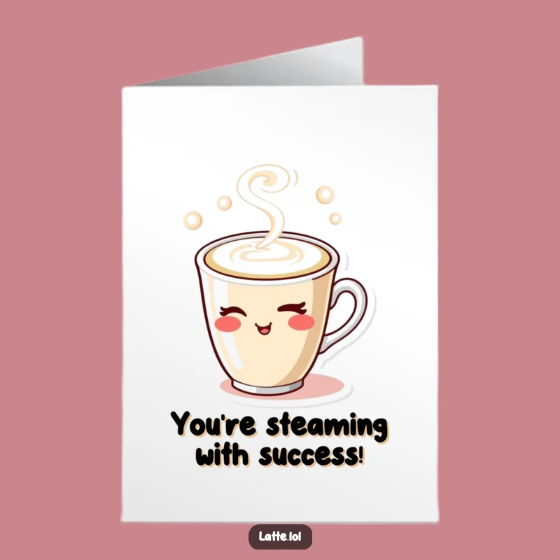 Free Printable Congrats Card: Winking Latte Art Funny Downloadable Gift