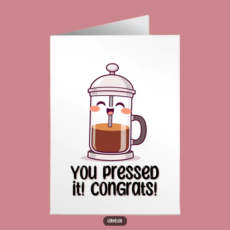Hilarious French Press Congratulations Card: Free Printable Coffee Maker for Your Big Win