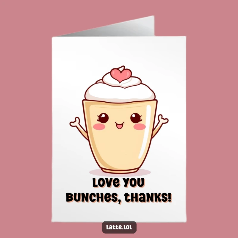 Free Printable Thank You Card: Heart Latte Thanks, Funny Downloadable