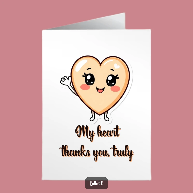 Free Printable Thank You Card: Latte Heart Waves - Funny Downloadable Gift