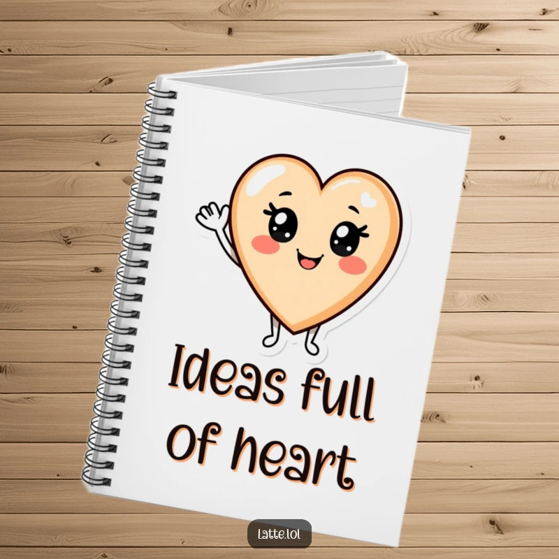 Funny Latte Notebook: A smiling latte art heart character waving hello, inspiring bright thoughts and warm notes.