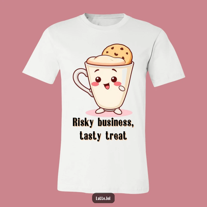 Balancing Latte Funny T-Shirt: Wobbly Cup, Cookie Wafer, Snack Lover Gift