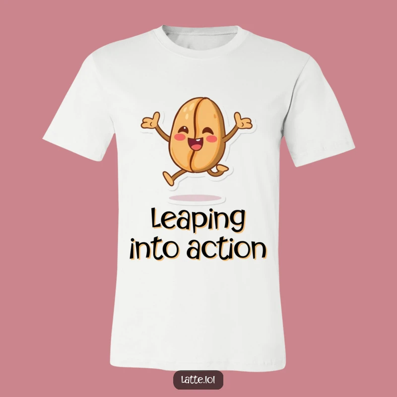 Funny Coffee Bean Leap T-Shirt: Wear Your Morning Boost!