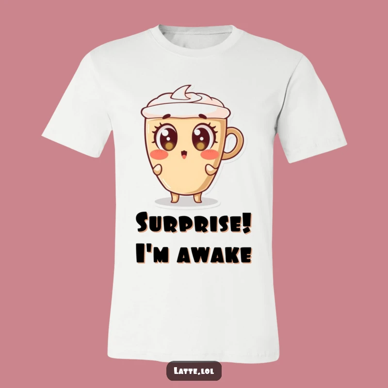 Funny Surprised Lean T-Shirt: Wide-Eyed Latte Cup Tee - Humorous Gift