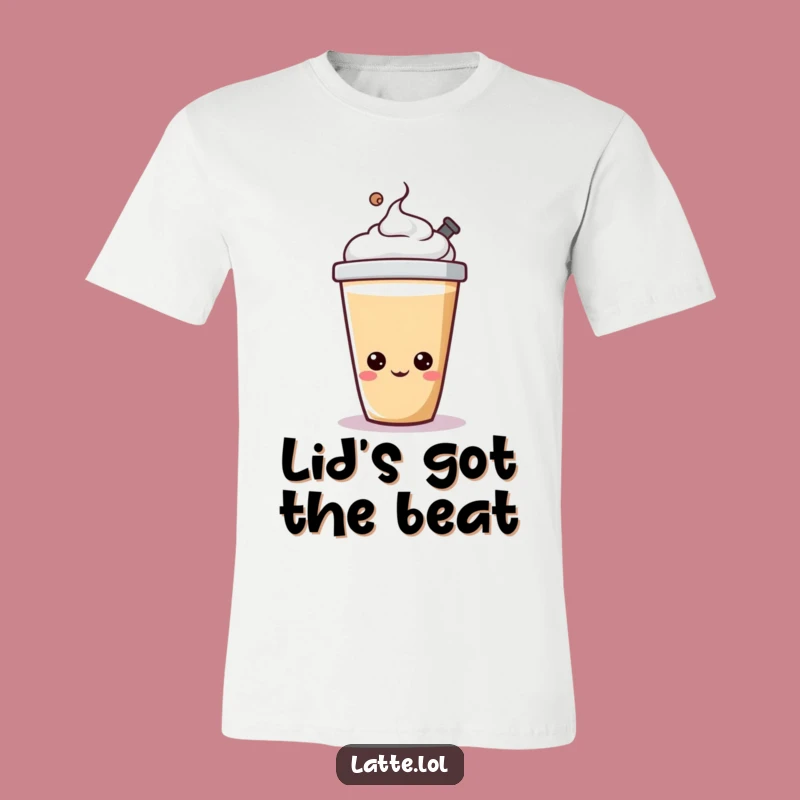 Funny Bopping Latte Lid Tee: Energetic & Hilarious Coffee Drinker Apparel