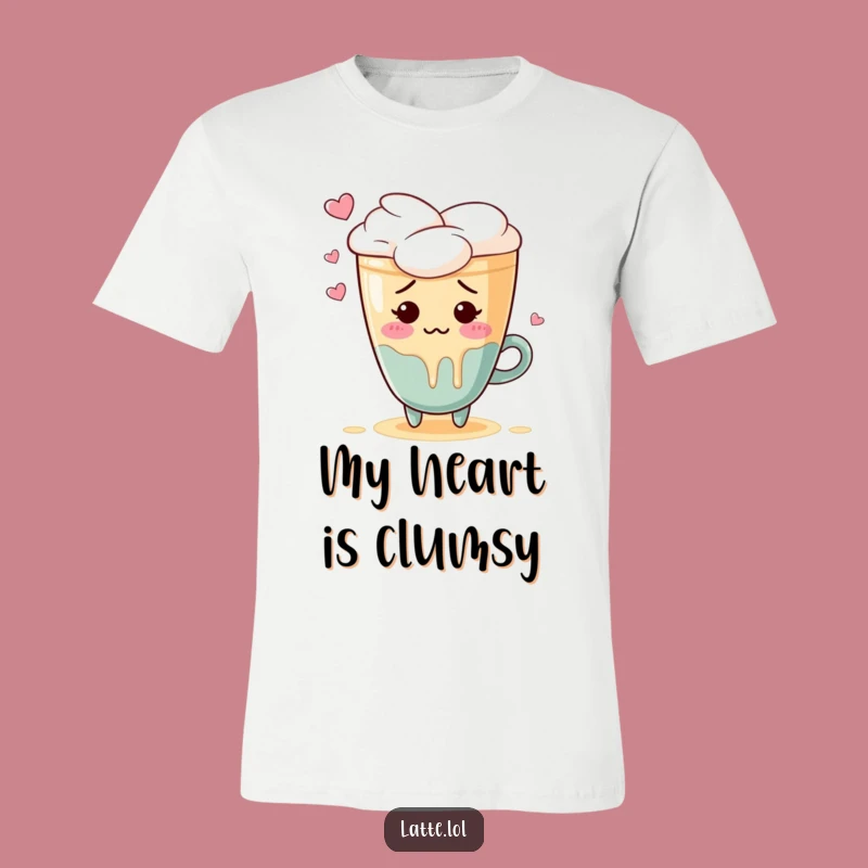 Funny Embarrassed Latte Art T-Shirt: Blushing Heart Tee Gift