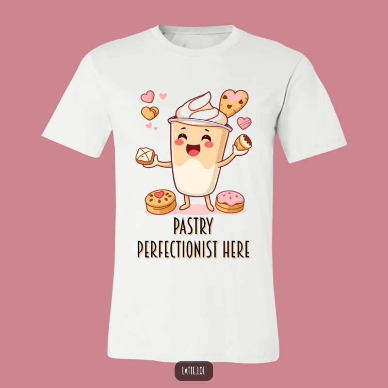 Funny Latte Cup Juggling Pastries Tee: Whimsical Baker Shirt