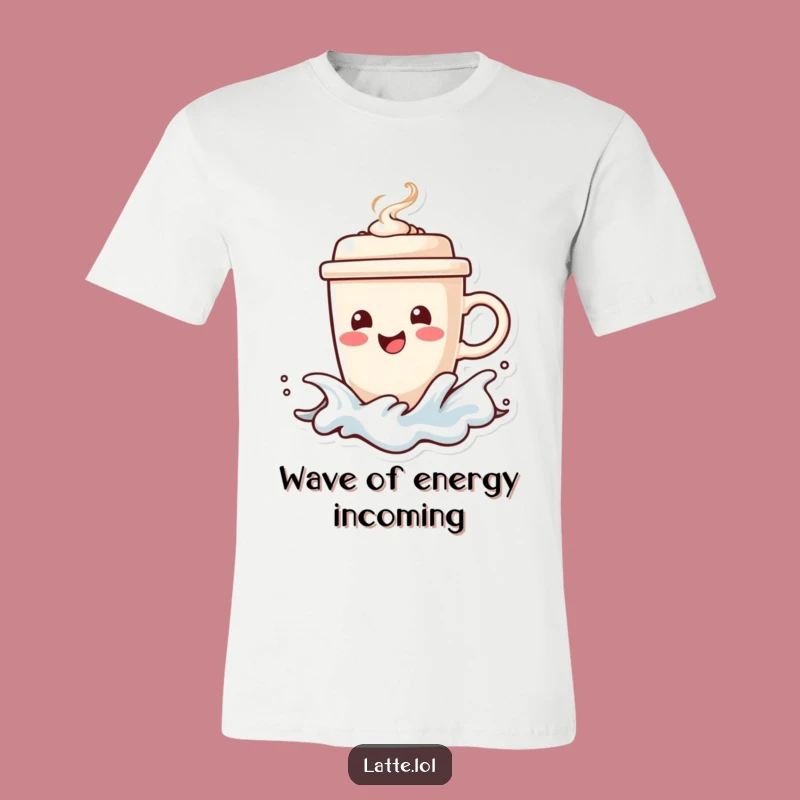 Surfing Coffee Funny T-Shirt: Happy Cup, Steaming Lid, Beach Vibe Gift