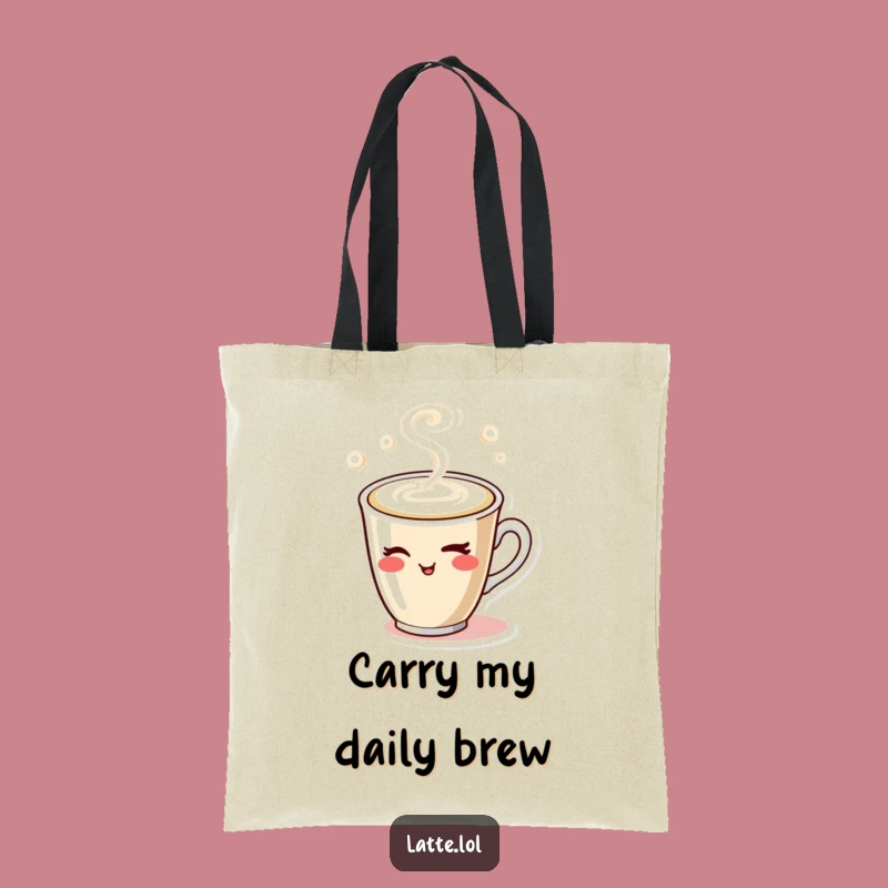 Funny Winking Latte Cup Tote Bag: Playful Steam Accessory, Perfect Coffee Fan Gift