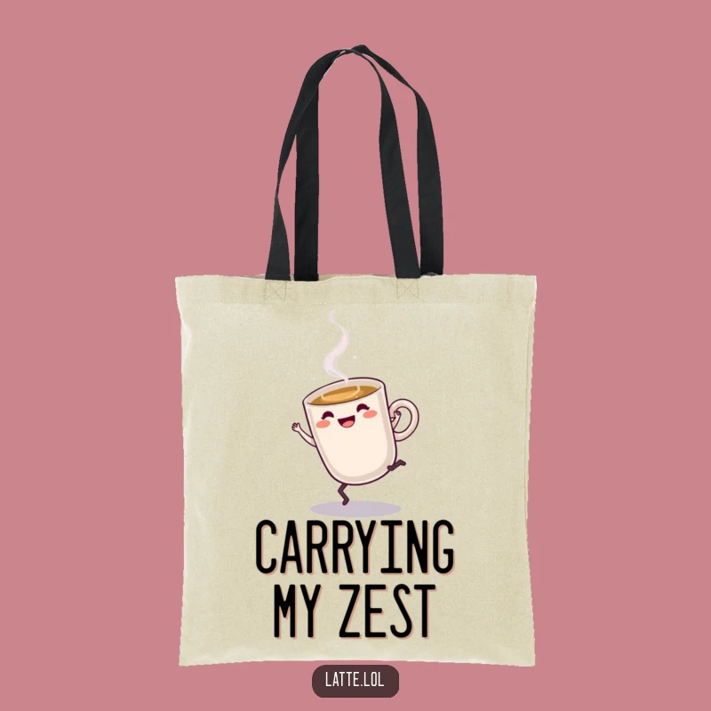 Funny Latte Cartwheel Tote Bag: Energetic Coffee Carry-All Gift