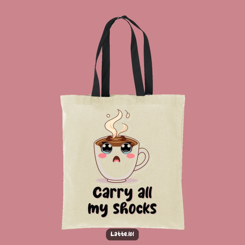 Funny Surprised Coffee Cup Tote Bag - Sturdy Character, Practical Funny Gift