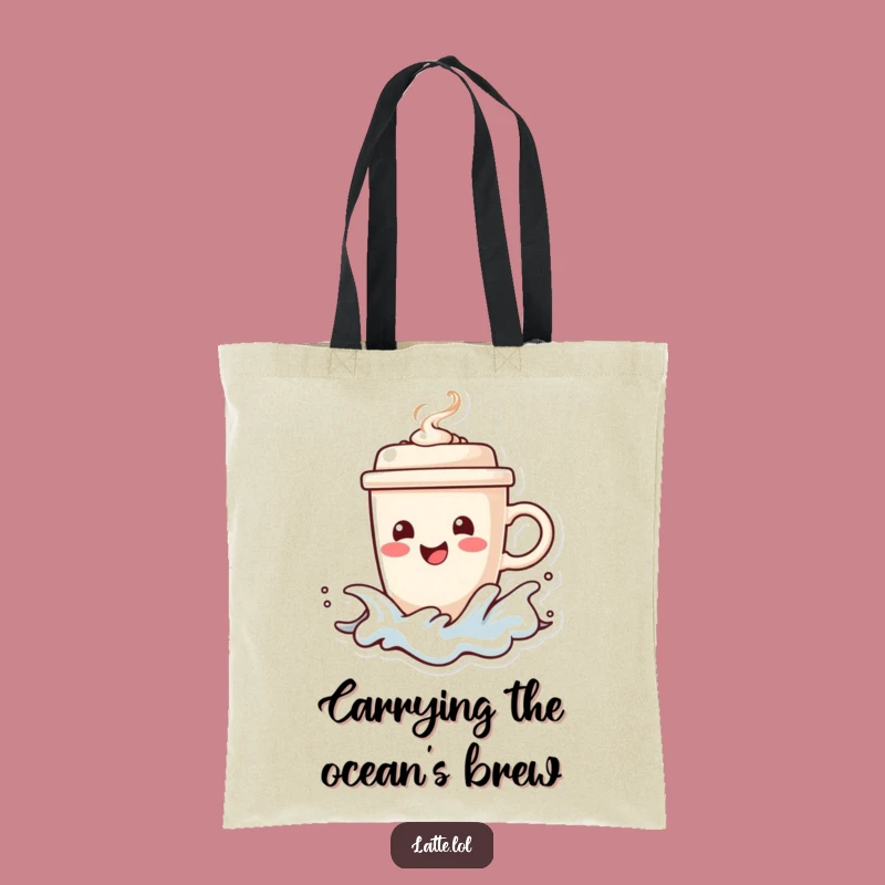 Surfing Coffee Funny Tote Bag: Happy Cup, Steaming Lid, Carry Your Brew Gift